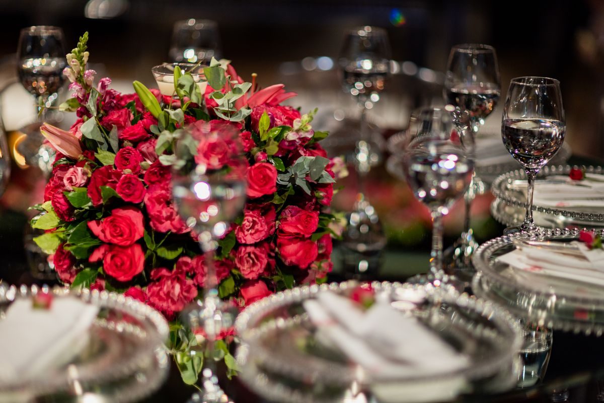 Red rose wedding centerpiece